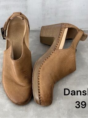 🍀Dansko Brown Leather Slingback Clog Heels
